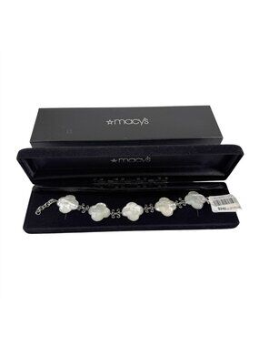 Macys Bracelet Alhambra Mother of Pearl Clover Link 925 Sterling Silver Filigree